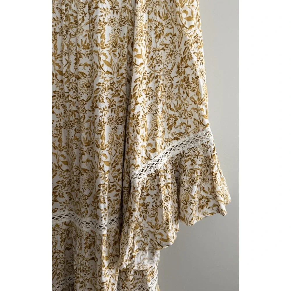 Free People Talk About It Tunic Top Ivory Combo Women's Size Medium